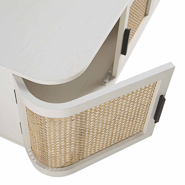 Izzy Curved Rattan 160cm Wide TV Unit, White