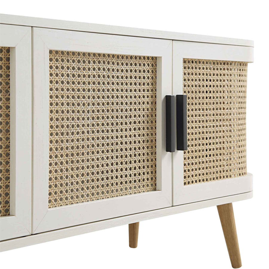Izzy Curved Rattan 160cm Wide TV Unit, White