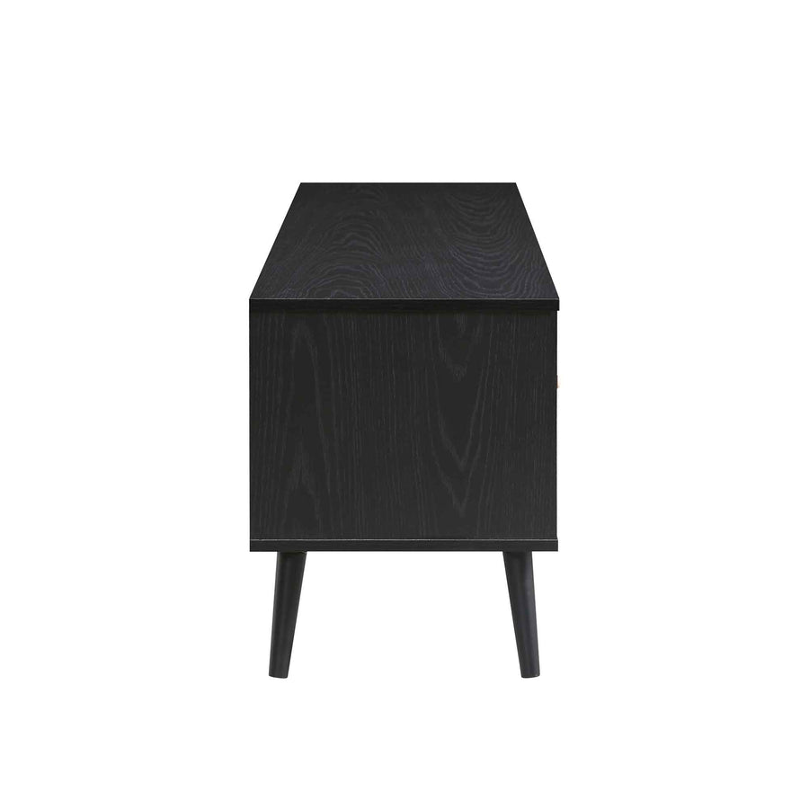 Frances Woven Rattan 200cm Wide TV Unit, Black
