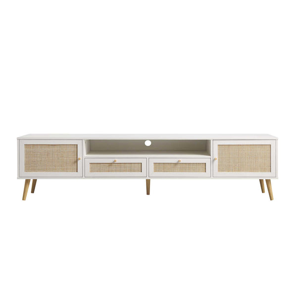 Frances Woven Rattan 200cm Wide TV Unit, White