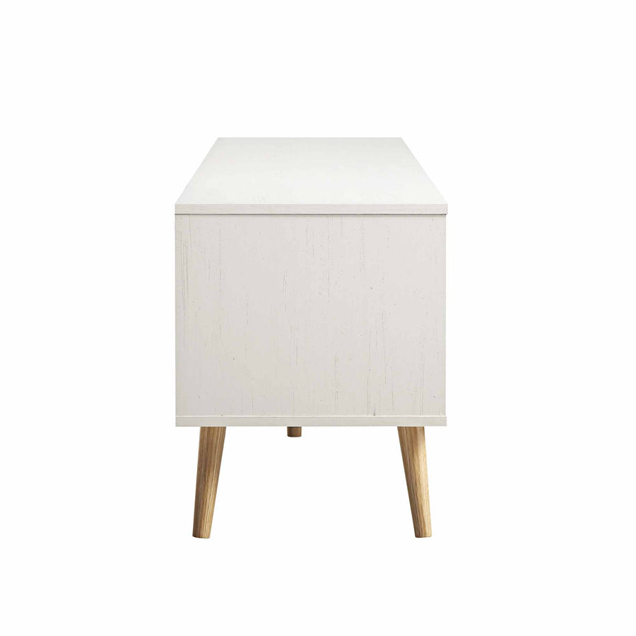 Frances Woven Rattan 200cm Wide TV Unit, White
