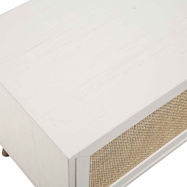 Frances Woven Rattan 200cm Wide TV Unit, White