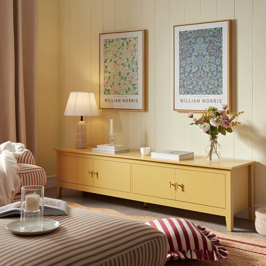 Oakham 180cm Wide TV Unit, Rattan Yellow