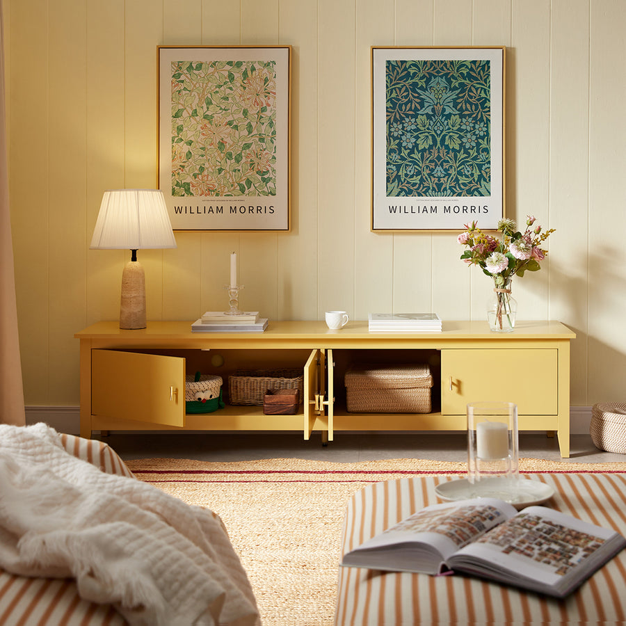 Oakham 180cm Wide TV Unit, Rattan Yellow