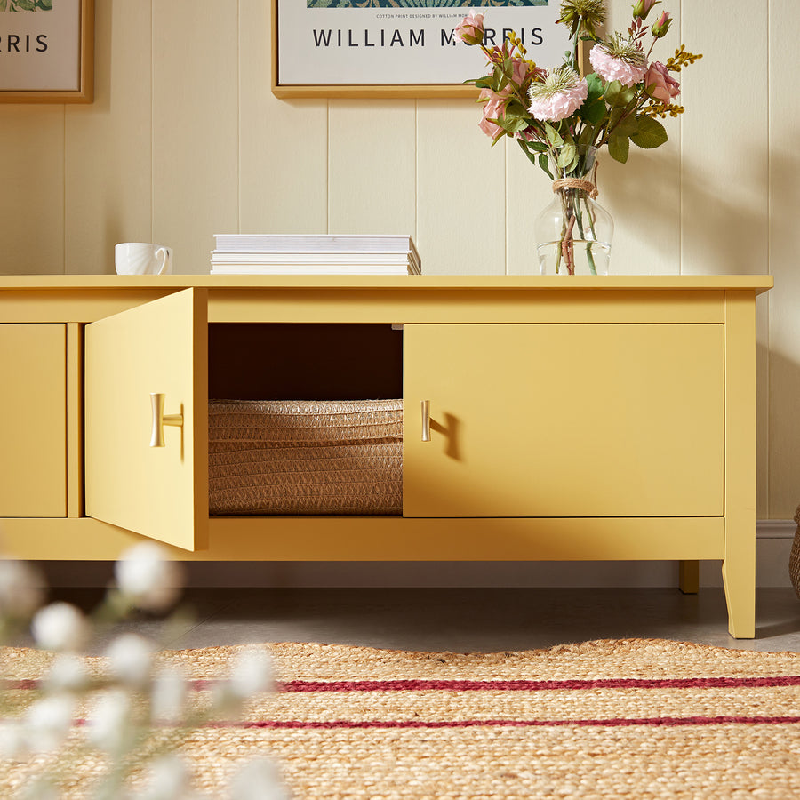 Oakham 180cm Wide TV Unit, Rattan Yellow