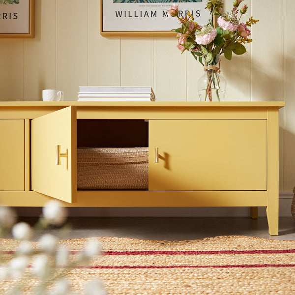 Oakham 180cm Wide TV Unit, Rattan Yellow - daals