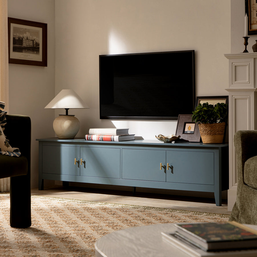 Oakham 180cm Wide TV Unit, Stormy Blue