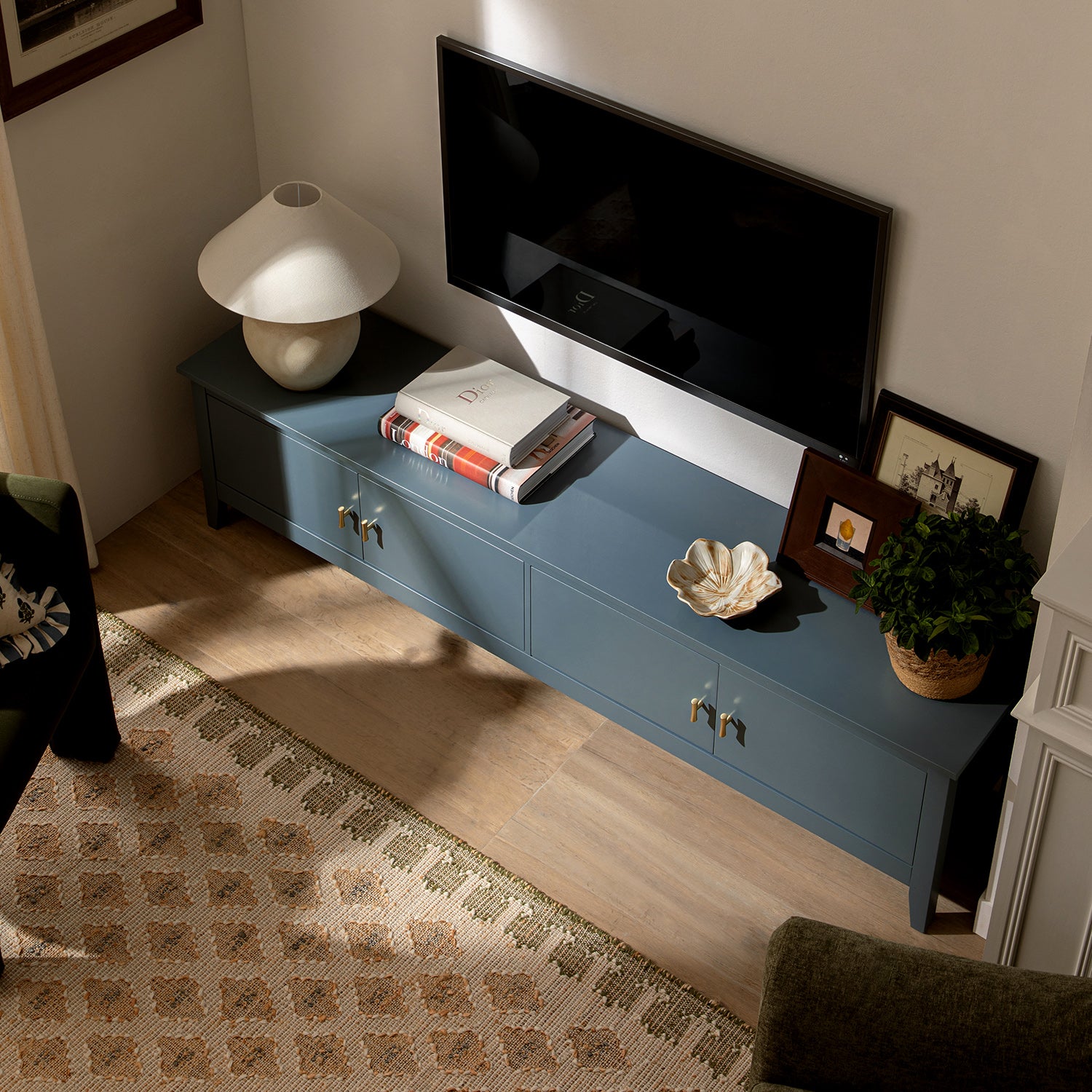 Oakham 180cm Wide TV Unit, Stormy Blue