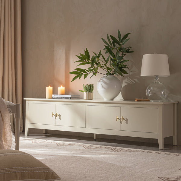 Oakham 180cm Wide TV Unit, Shaded White