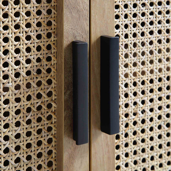 Izzy Curved Rattan Large 3-Door Sideboard, Natural