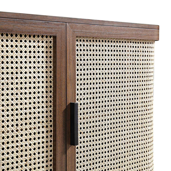 Izzy Curved Rattan Large 3-Door Sideboard, Walnut