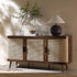 Izzy Curved Rattan Large 3 - Door Sideboard, Walnut - daals