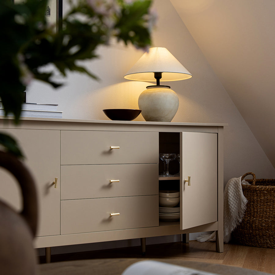 Oakham Wide Sideboard with Drawers, Deep Greige