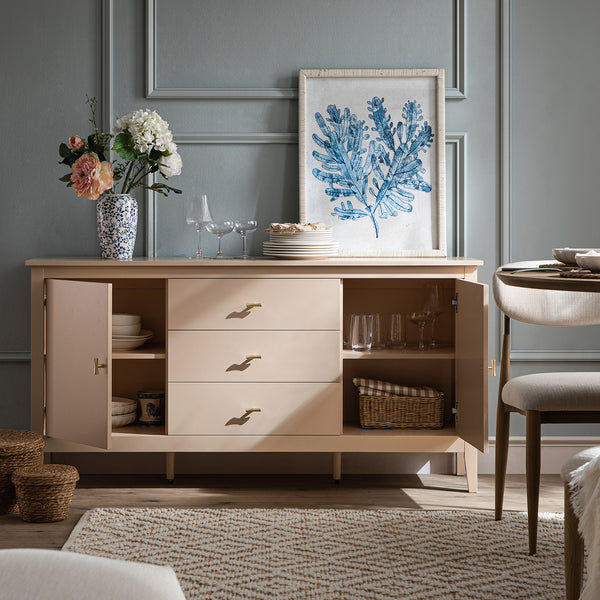 Oakham Wide Sideboard with Drawers, Nude Pink - daals