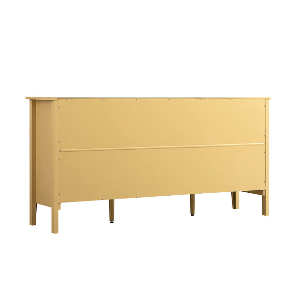 Oakham Wide Sideboard with Drawers, Rattan Yellow
