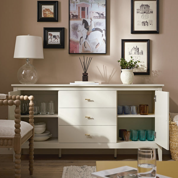 Oakham Wide Sideboard with Drawers, Shaded White