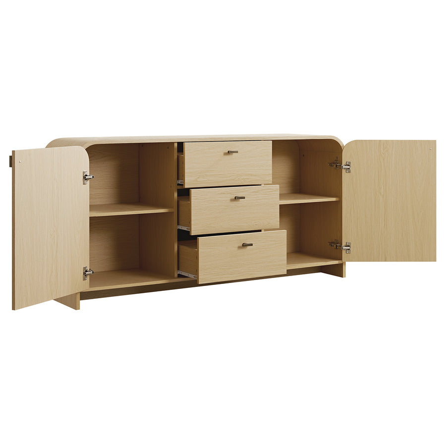 Marcel 3-Drawer Wide Sideboard, Light Oak