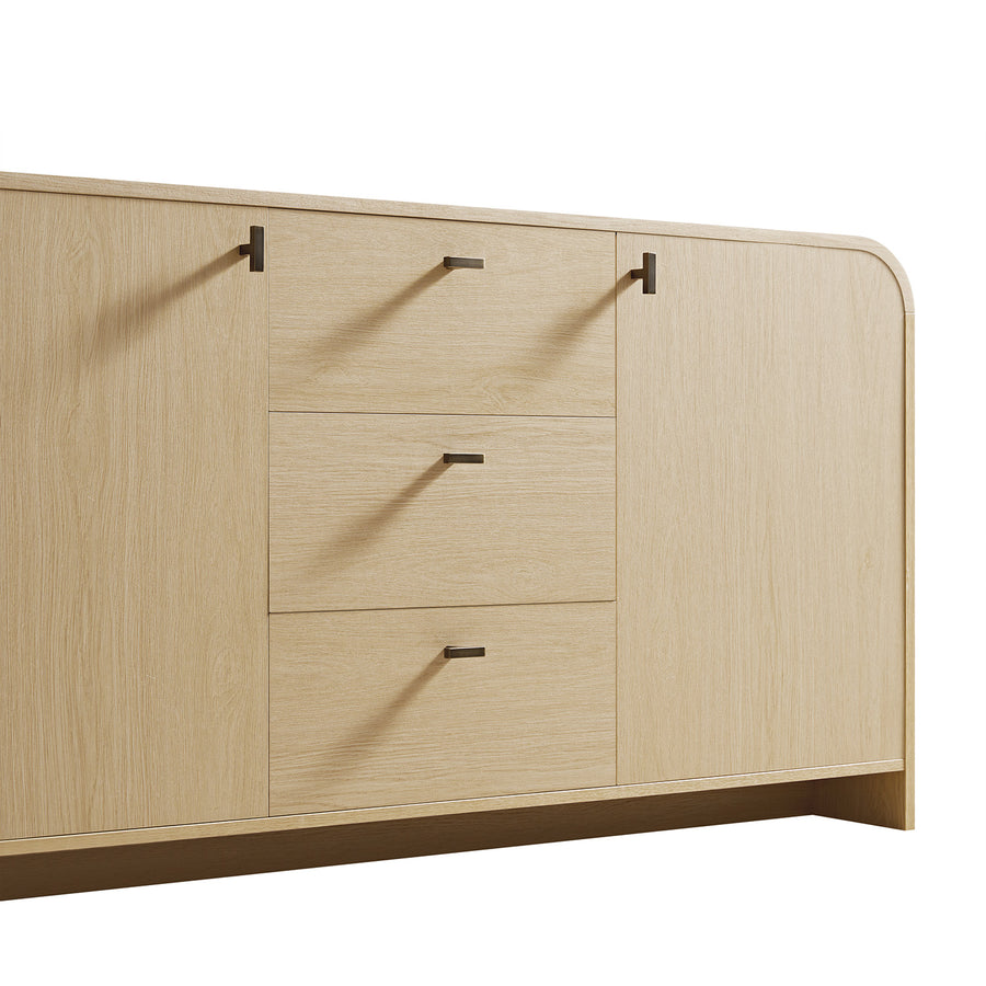 Marcel 3-Drawer Wide Sideboard, Light Oak