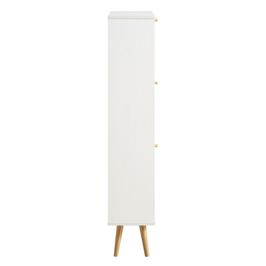 Frances Rattan 3 Tier Shoe Storage Cabinet, White