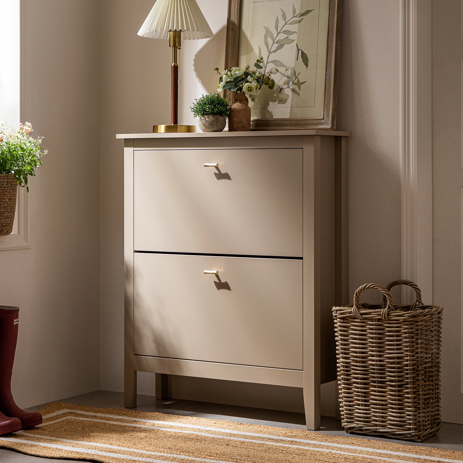 Oakham 2-Tier Shoe Cabinet, Deep Greige