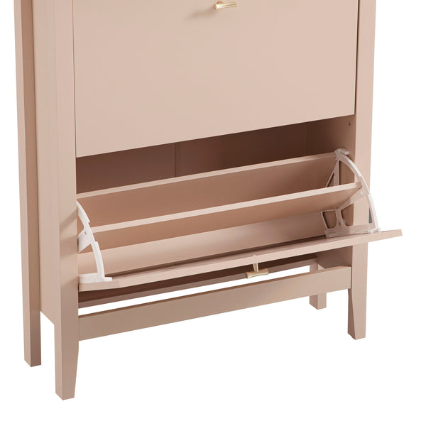 Oakham 2-Tier Shoe Cabinet, Nude Pink