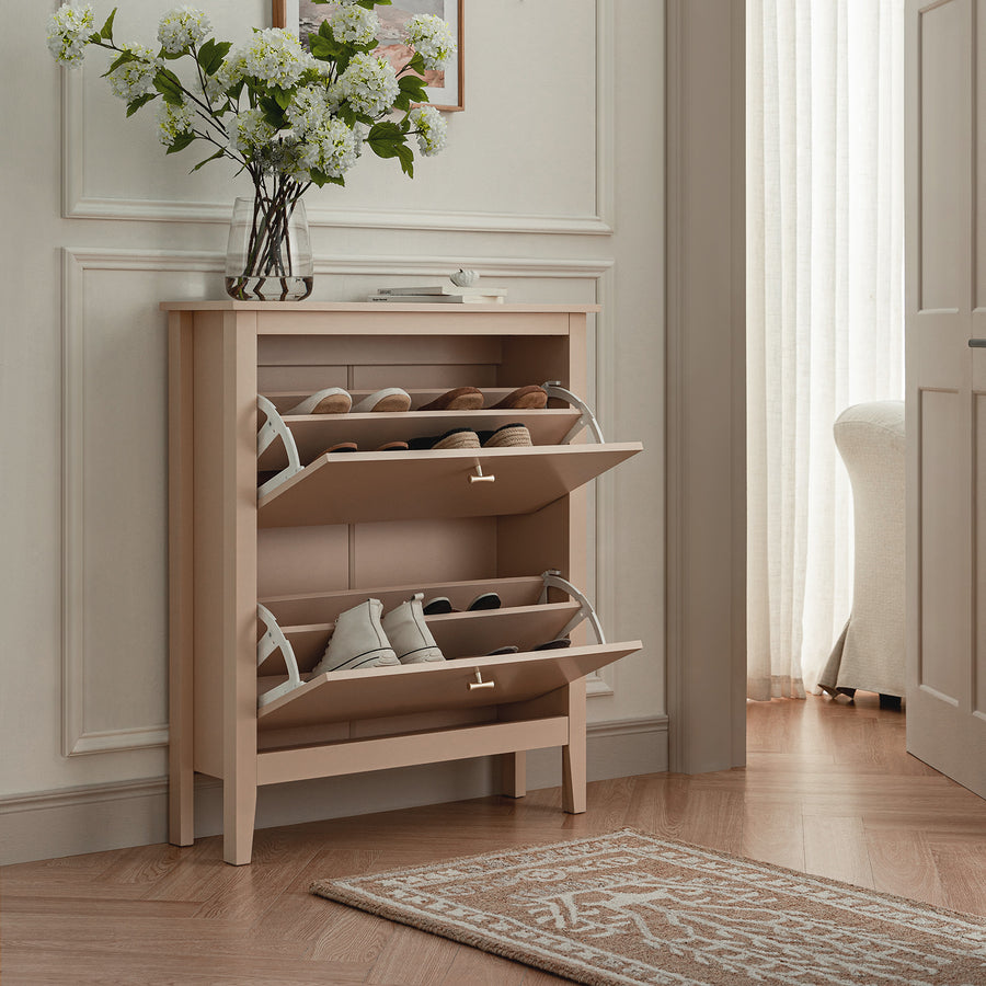 Oakham 2-Tier Shoe Cabinet, Nude Pink