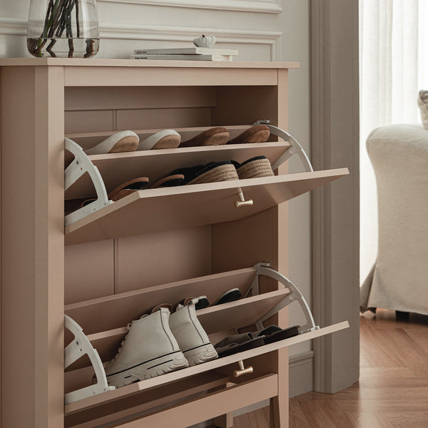Oakham 2-Tier Shoe Cabinet, Nude Pink - daals