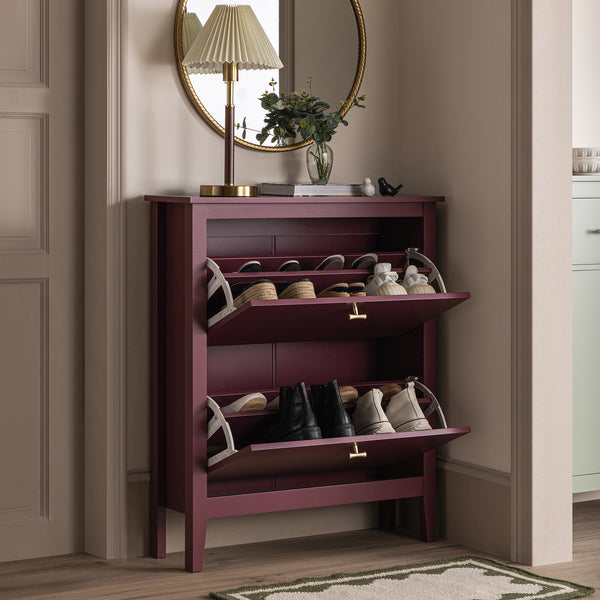 Oakham 2 - Tier Shoe Cabinet, Wild Cherry - daals