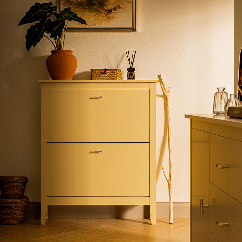 Oakham 2-Tier Shoe Cabinet, Rattan Yellow