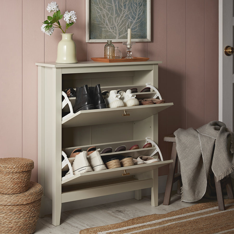 Oakham 2-Tier Shoe Cabinet, Shaded White