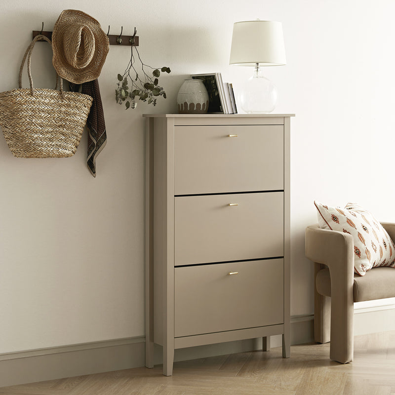 Oakham 3-Tier Shoe Cabinet, Deep Greige