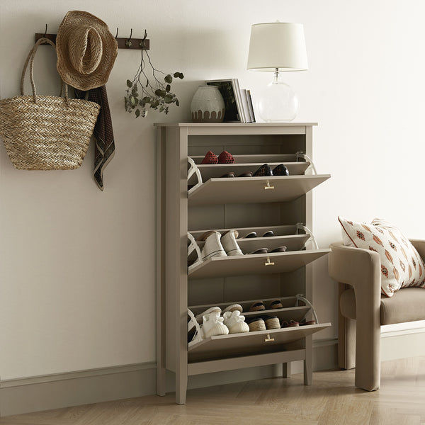 Oakham 3-Tier Shoe Cabinet, Deep Greige