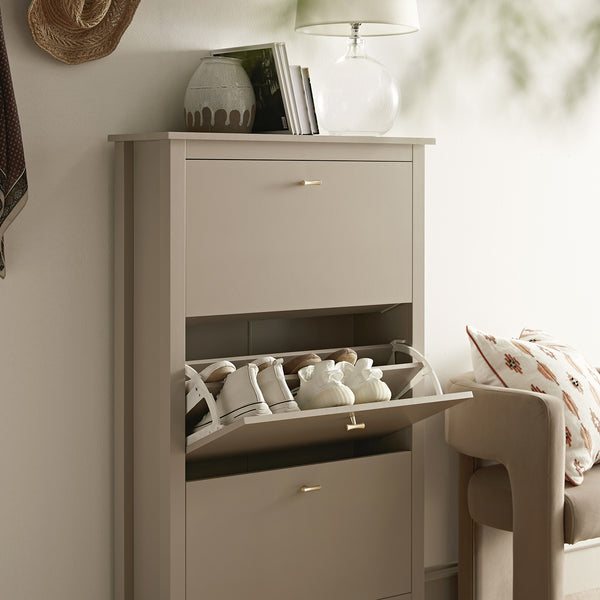 Oakham 3-Tier Shoe Cabinet, Deep Greige