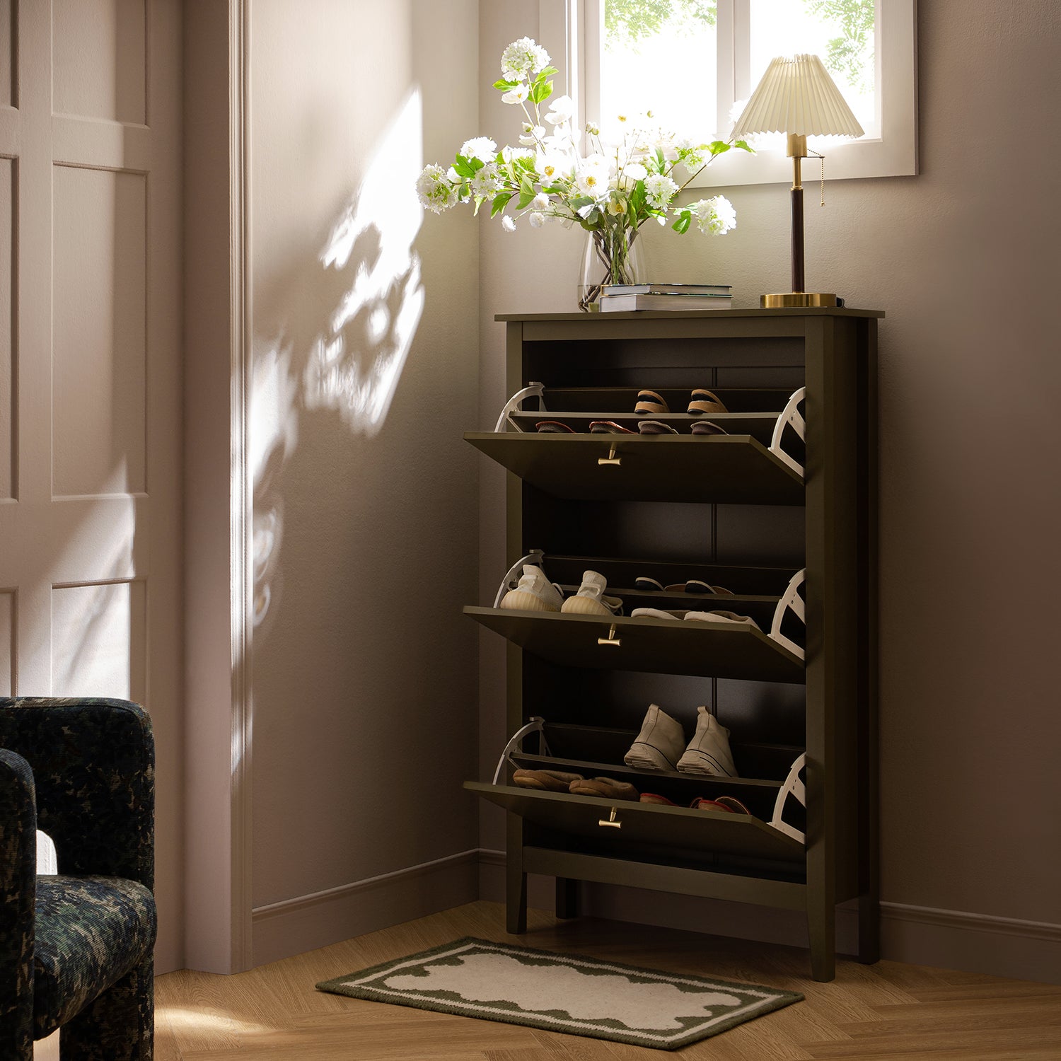 Oakham 3-Tier Shoe Cabinet, Olive Grove
