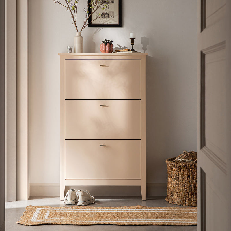 Oakham 3 - Tier Shoe Cabinet, Nude Pink - daals
