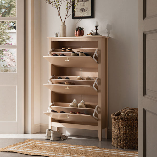Oakham 3 - Tier Shoe Cabinet, Nude Pink - daals