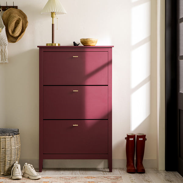 Oakham 3 - Tier Shoe Cabinet, Wild Cherry - daals
