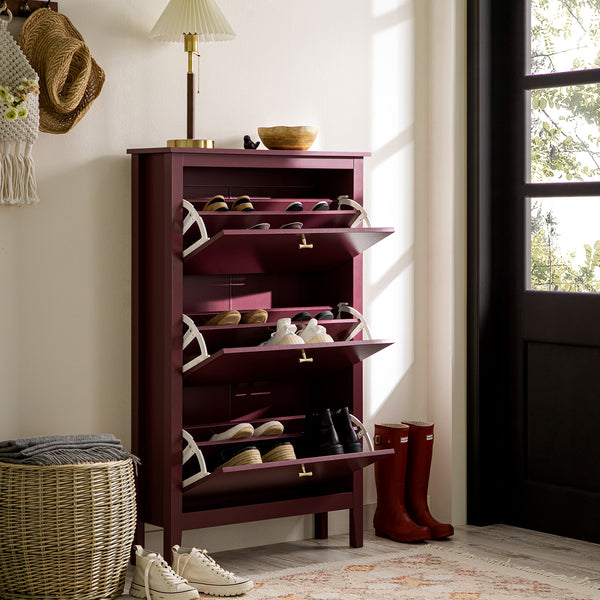 Oakham 3 - Tier Shoe Cabinet, Wild Cherry - daals