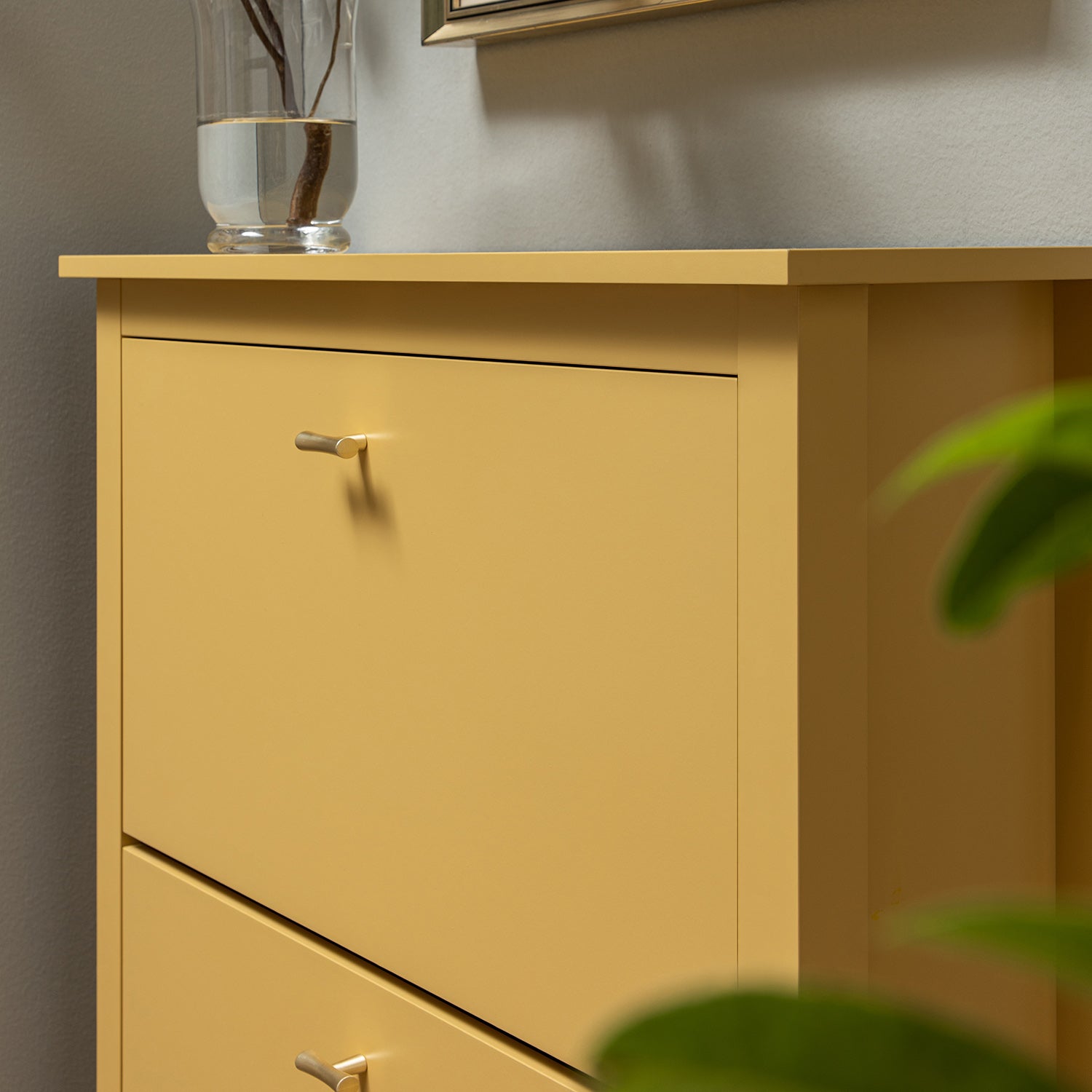 Oakham 3-Tier Shoe Cabinet, Rattan Yellow