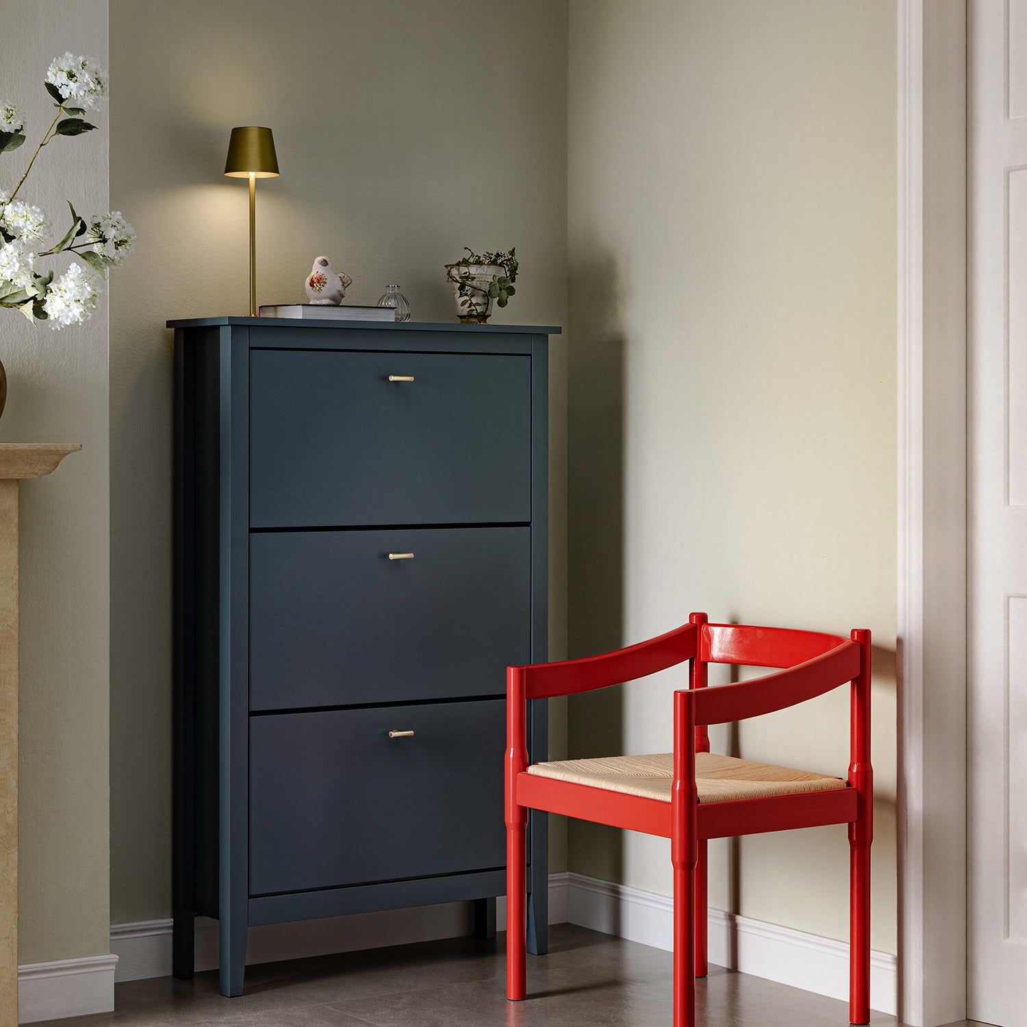 Oakham 3-Tier Shoe Cabinet, Stormy Blue