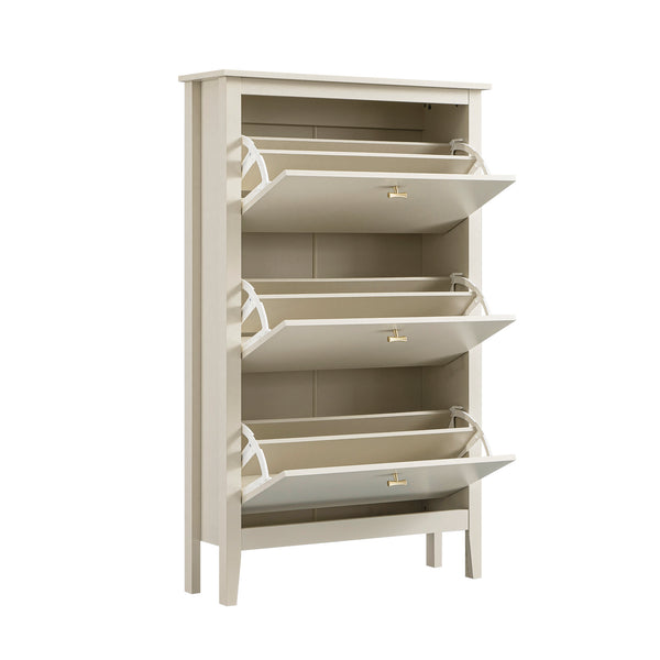Oakham 3-Tier Shoe Cabinet, Shaded White