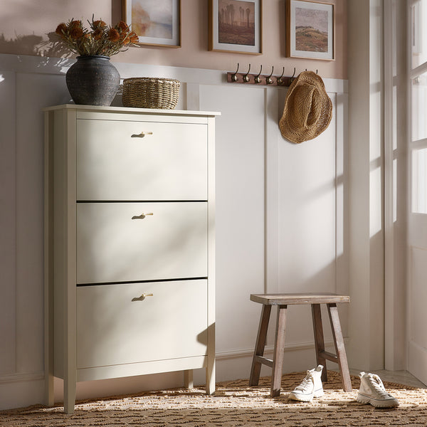 Oakham 3-Tier Shoe Cabinet, Shaded White