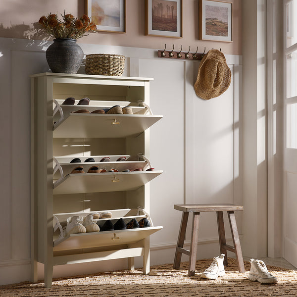 Oakham 3-Tier Shoe Cabinet, Shaded White