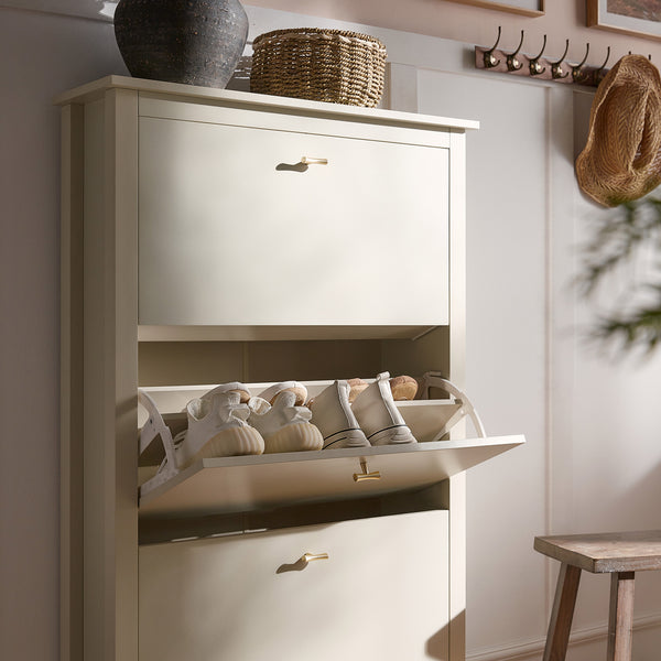 Oakham 3-Tier Shoe Cabinet, Shaded White