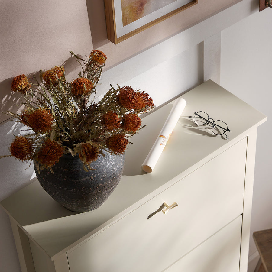 Oakham 3-Tier Shoe Cabinet, Shaded White