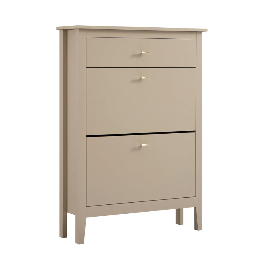 Oakham 2-Tier Shoe Cabinet with Top Drawer, Deep Greige