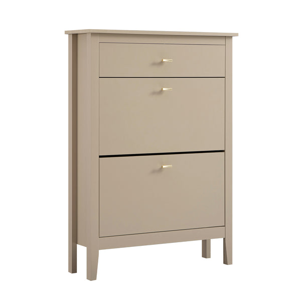 Oakham 2-Tier Shoe Cabinet with Top Drawer, Deep Greige