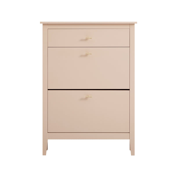 Oakham 2-Tier Shoe Cabinet with Top Drawer, Nude Pink