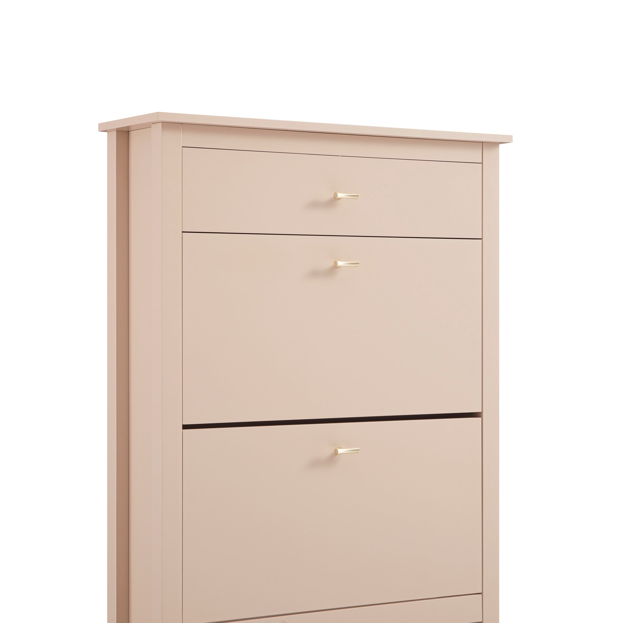 Oakham 2-Tier Shoe Cabinet with Top Drawer, Nude Pink