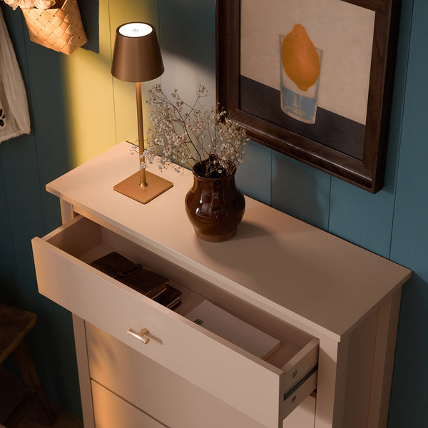 Oakham 2-Tier Shoe Cabinet with Top Drawer, Nude Pink